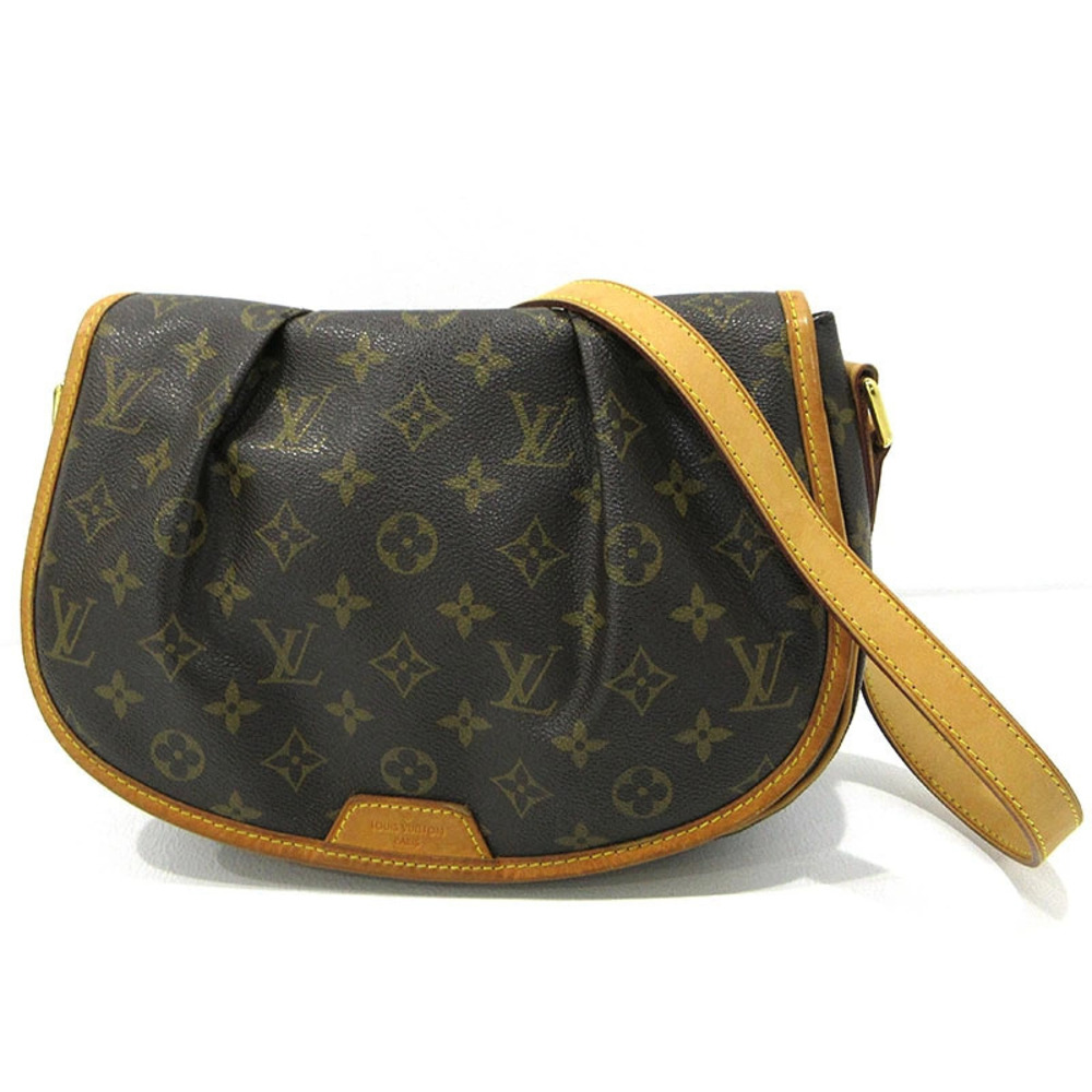 Louis Vuitton Monogram Menilmontant Shoulder Bag Canvas Leather Brown